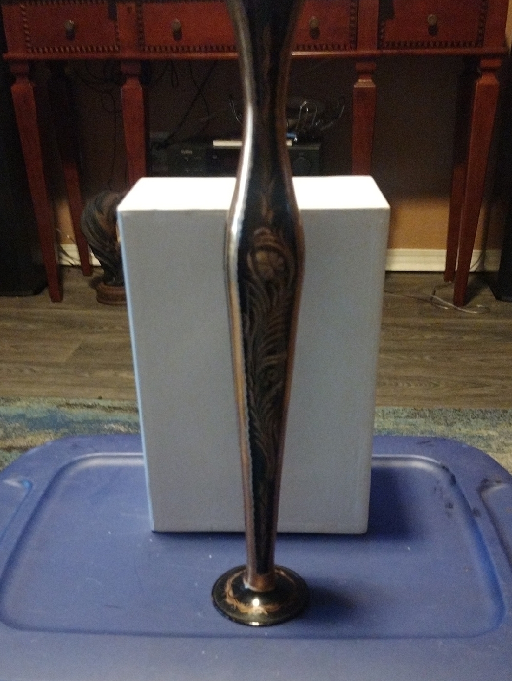 Decorative Tall Metal Vase - Bronze Patina
